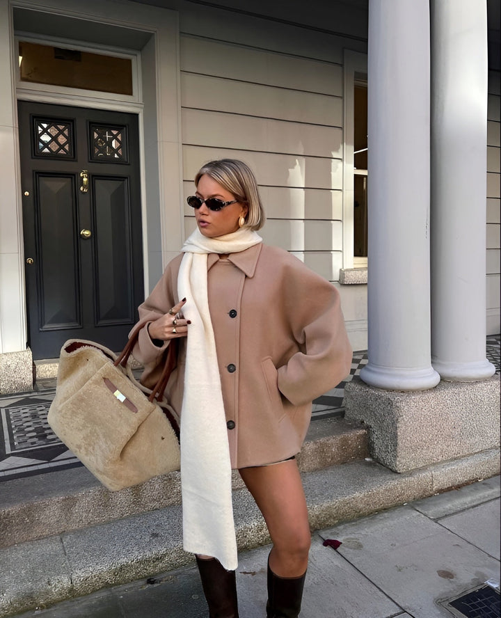 Damen Oversized Mantel Mit Knopfleiste Und Klassischem Kragen