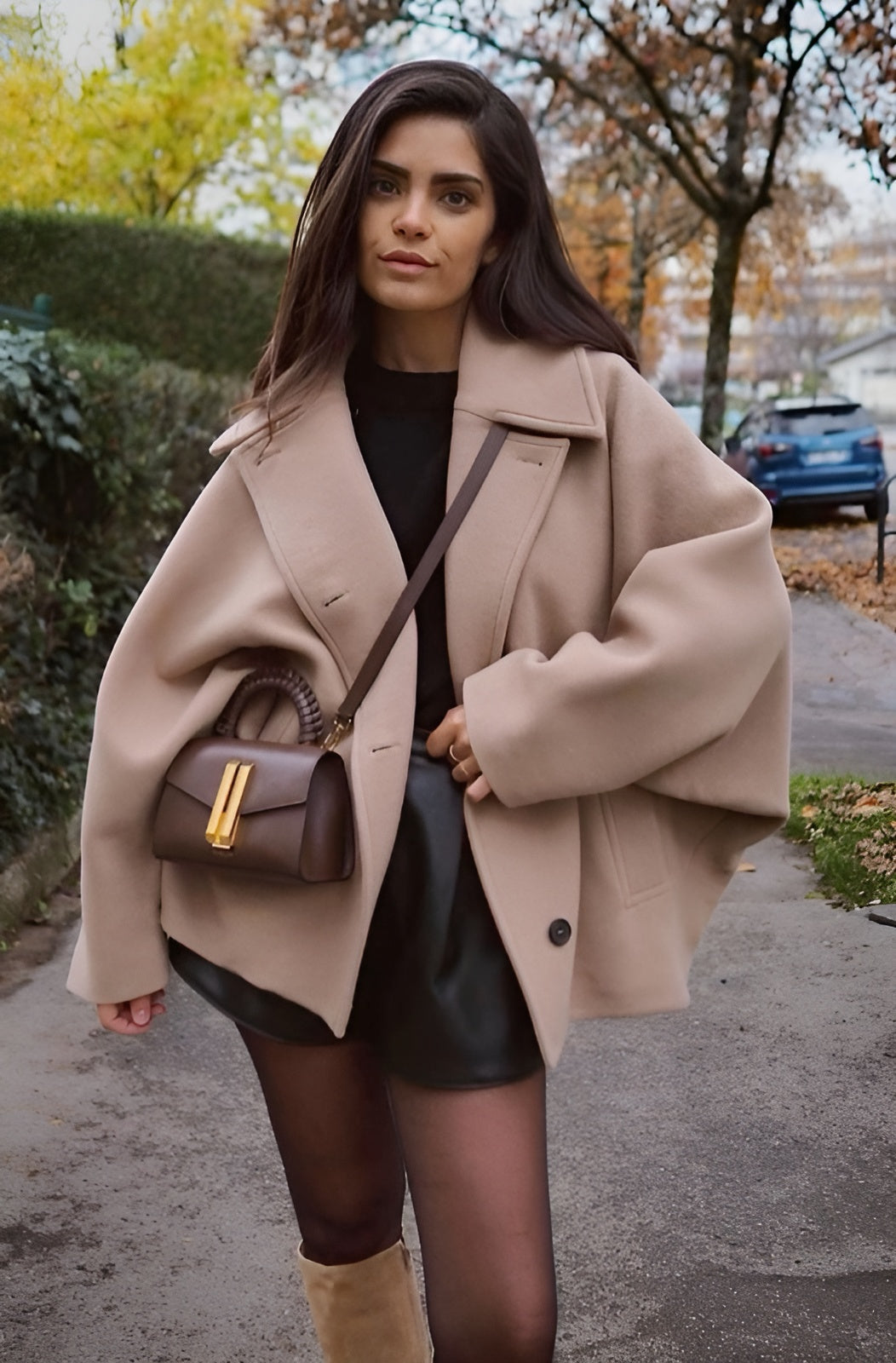 Damen Oversized Mantel Mit Knopfleiste Und Klassischem Kragen