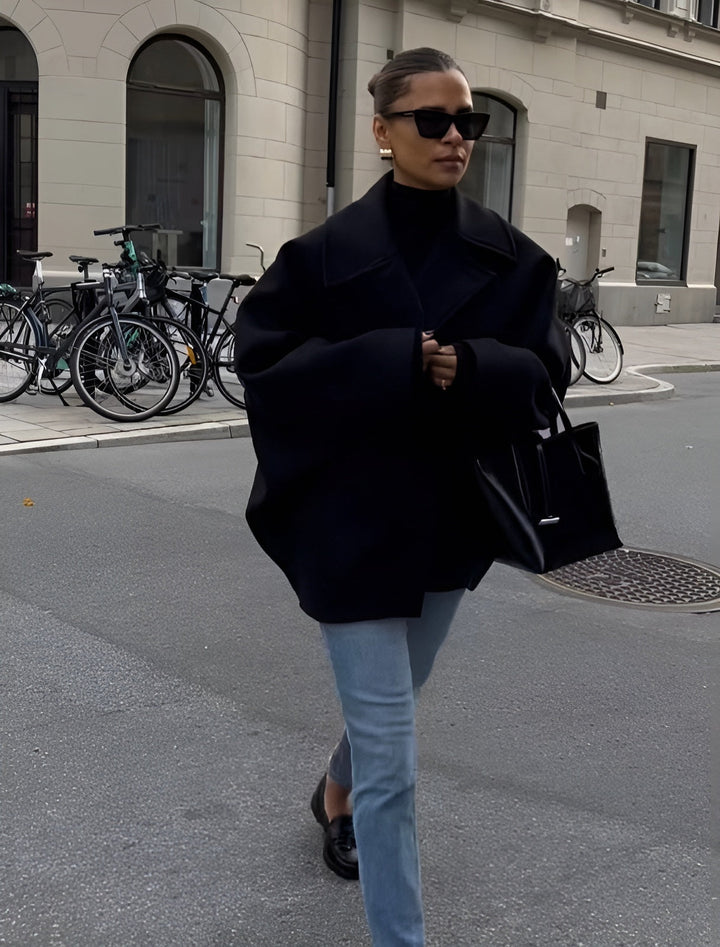 Damen Oversized Mantel Mit Knopfleiste Und Klassischem Kragen