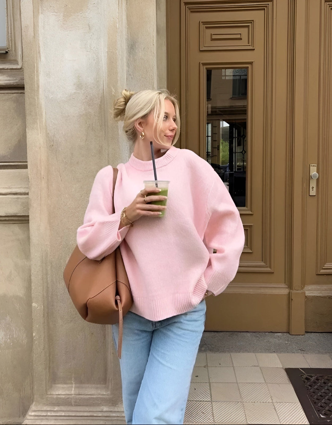 Damen Oversized Pullover In Rosa Mit Weicher Struktur