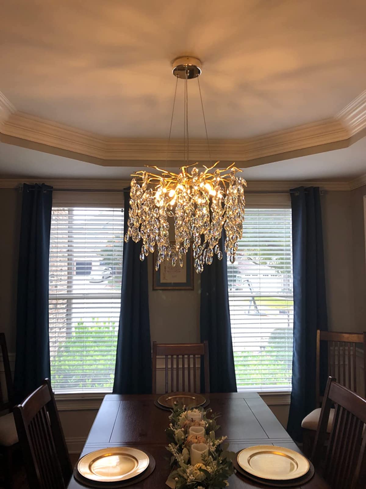 Eleganter Kristallleuchter im Astdesign