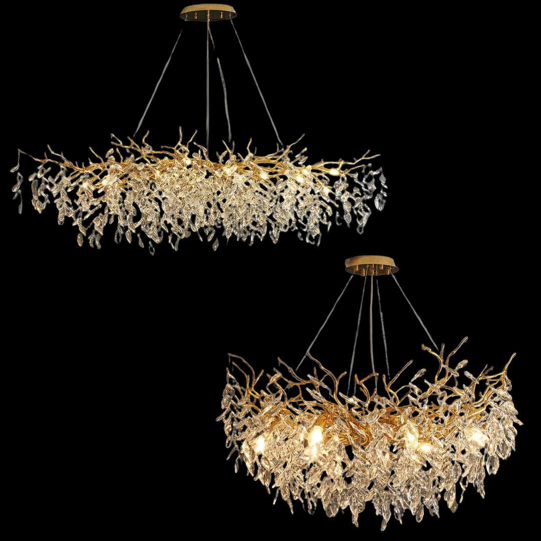 Eleganter Kristallleuchter im Astdesign