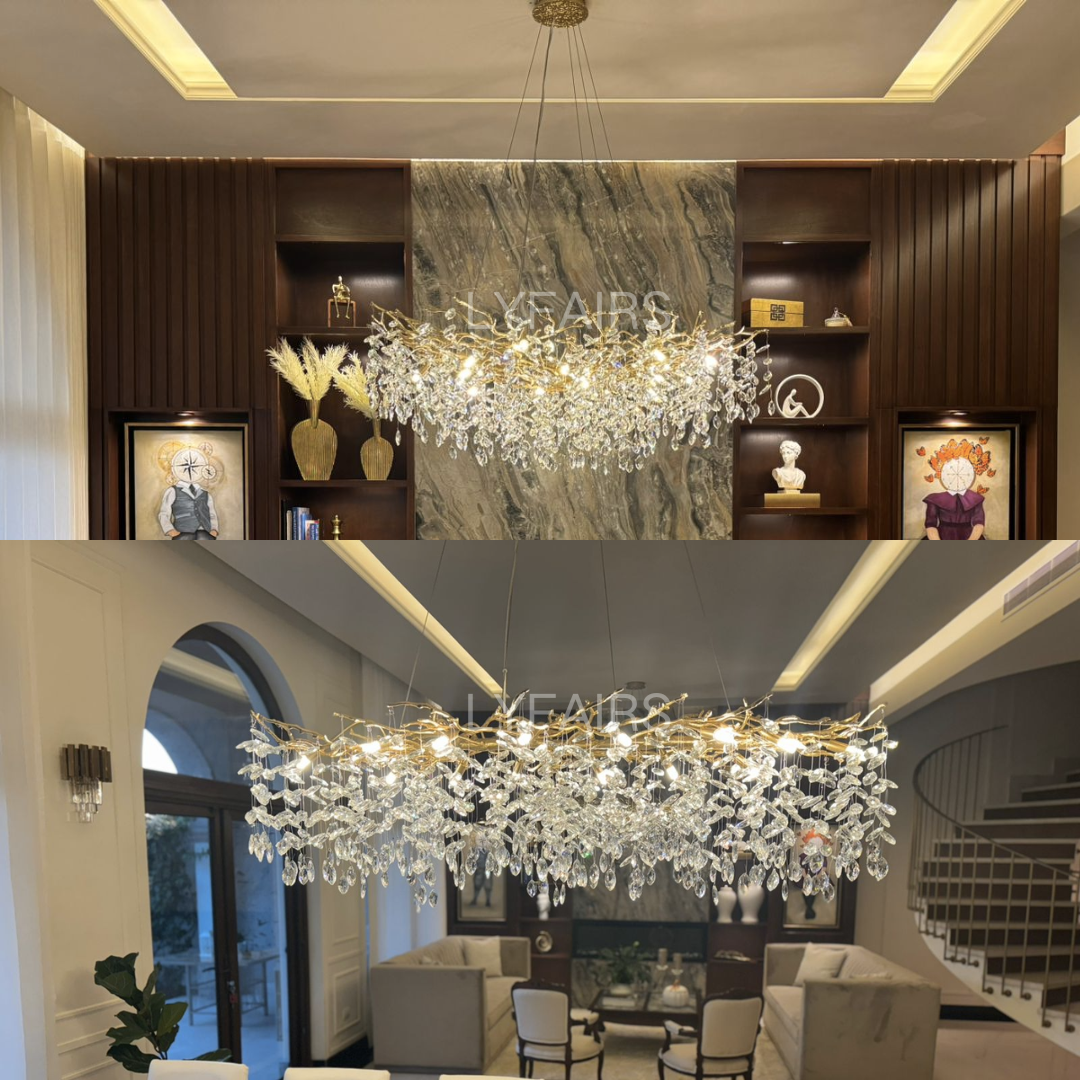 Eleganter Kristallleuchter im Astdesign