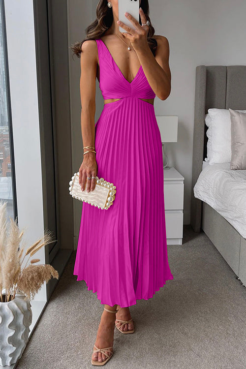 Damen Faltenkleid Mit V-Ausschnitt Und Eleganter Silhouette