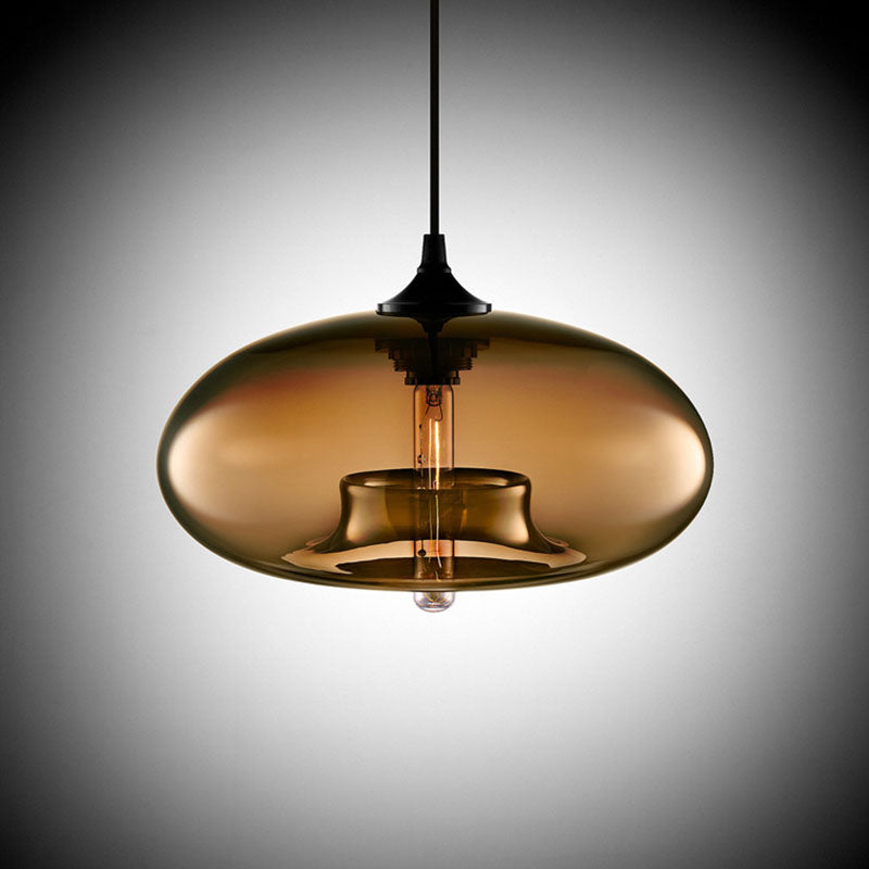 Glas-Pendelleuchte – modern, farbig & im Art-Déco-Stil