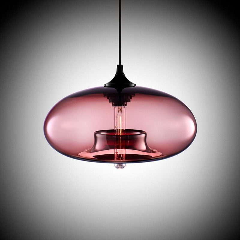 Glas-Pendelleuchte – modern, farbig & im Art-Déco-Stil