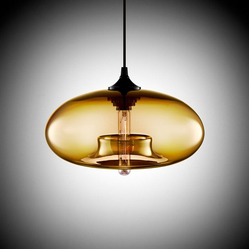 Glas-Pendelleuchte – modern, farbig & im Art-Déco-Stil