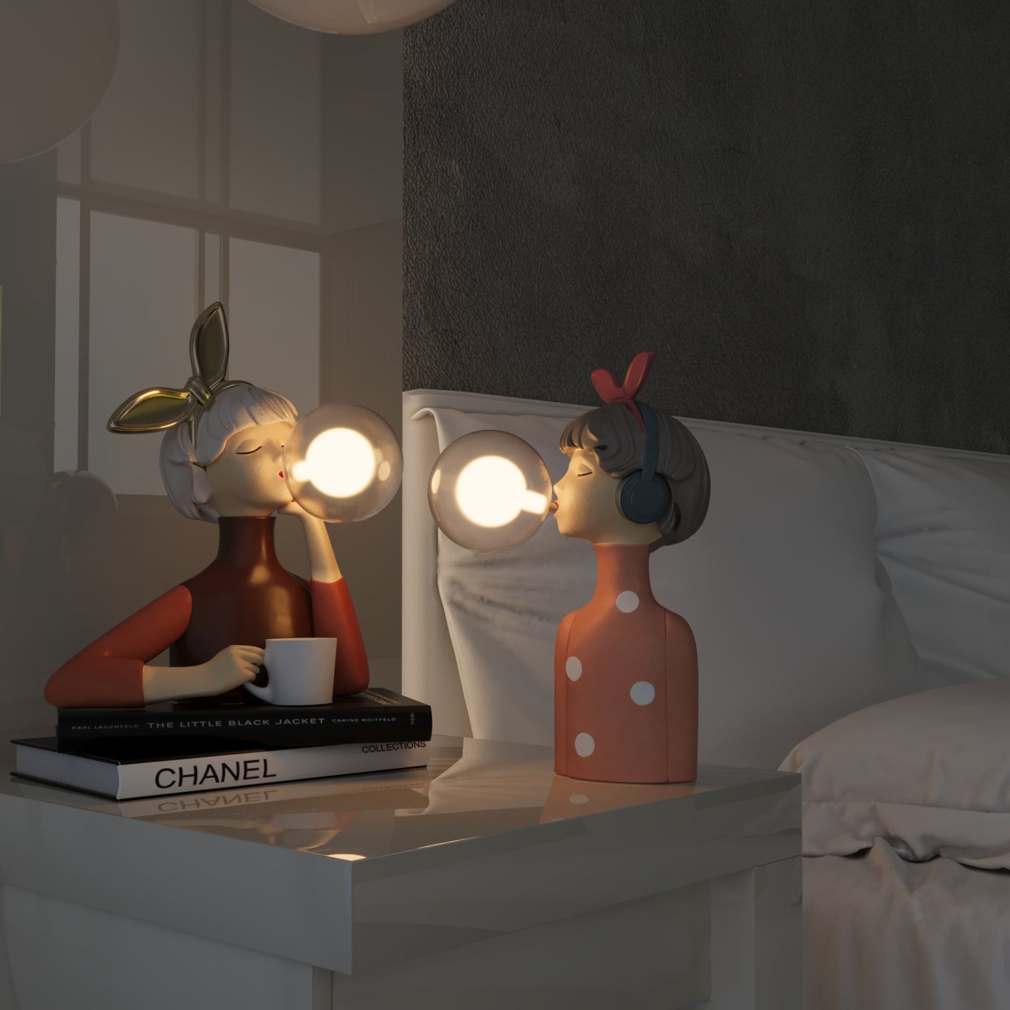 Handgefertigte Artisan Tischlampe aus Holz & Textil – Elegantes Design mit USB-Anschluss