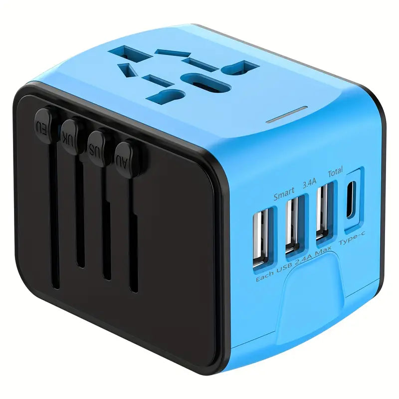 Universeller Reiseadapter mit USB-C, Schnellladen & Schutz