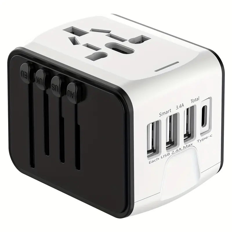 Universeller Reiseadapter mit USB-C, Schnellladen & Schutz