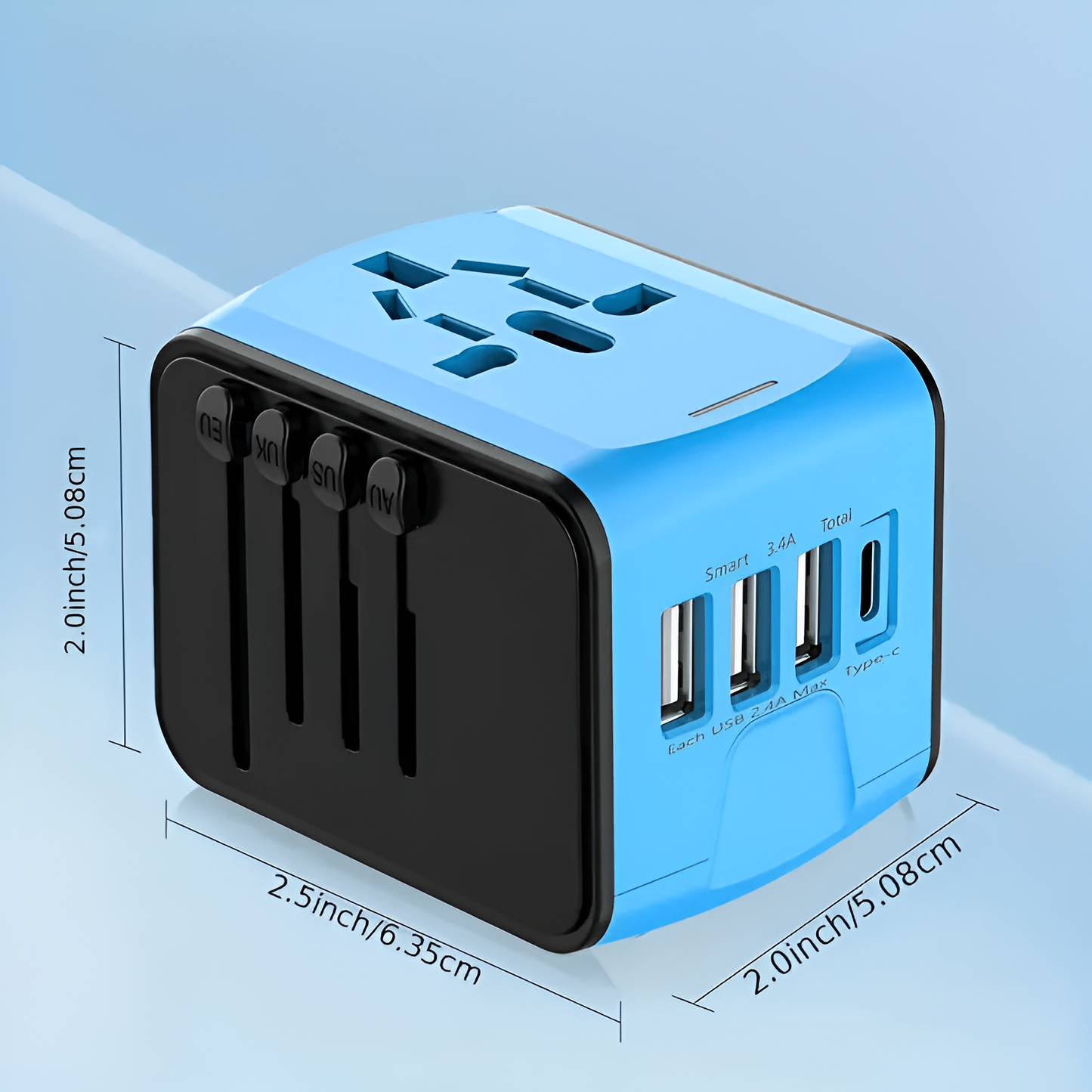 Universeller Reiseadapter mit USB-C, Schnellladen & Schutz