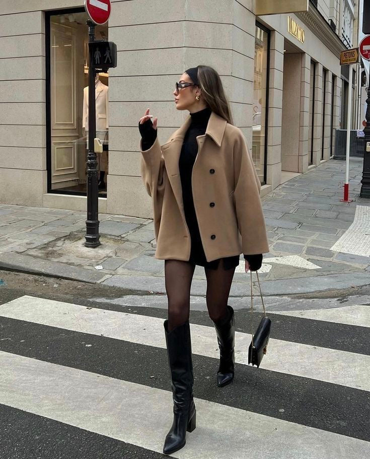 Damen Oversized Mantel Mit Knopfleiste Und Klassischem Kragen