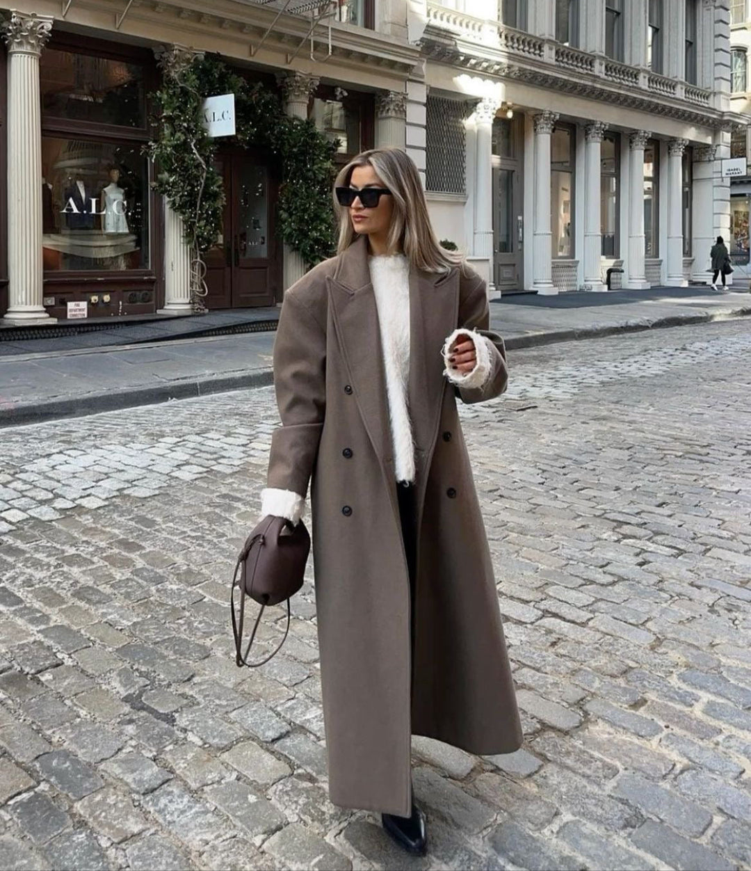 Damen Mantel Mit Doppelreihiger Knopfleiste Und Oversized Schnitt