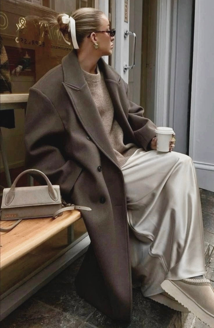 Damen Mantel Mit Doppelreihiger Knopfleiste Und Oversized Schnitt