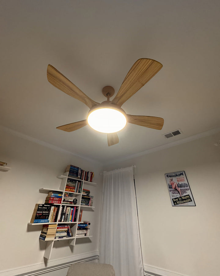 Skandinavischer Deckenventilator mit LED-Licht und Wendemotor