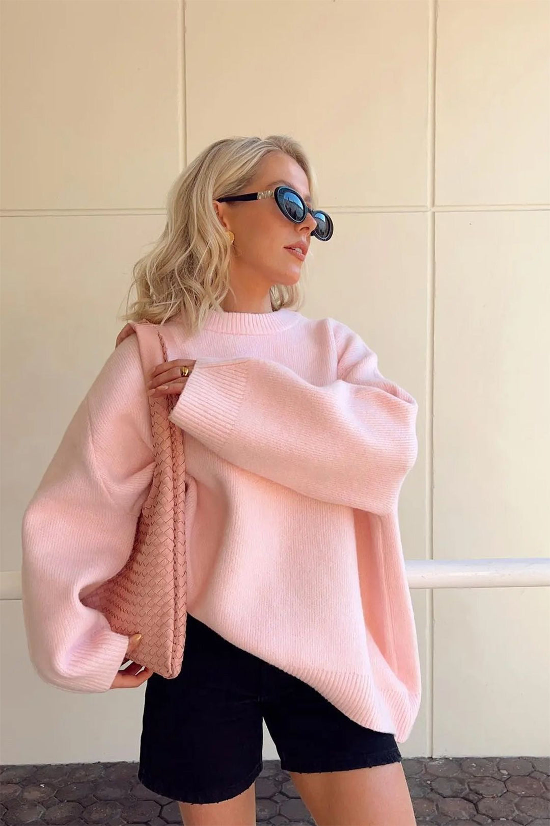 Damen Oversized Pullover In Rosa Mit Weicher Struktur
