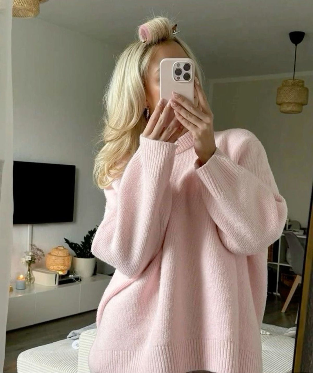 Damen Oversized Pullover In Rosa Mit Weicher Struktur