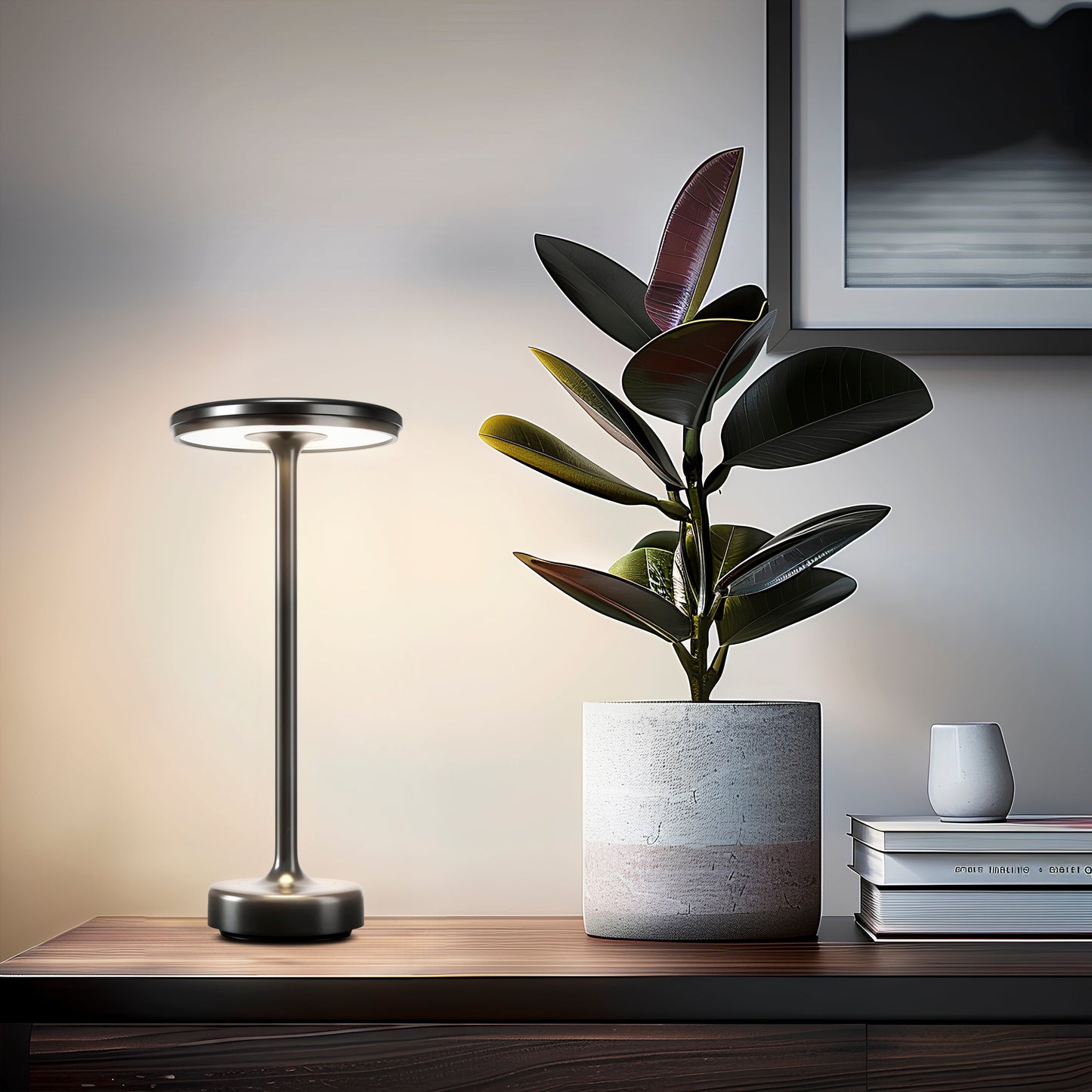 Kabellose LED-Tischlampe mit dimmbarem Licht für stilvolle Innenräume
