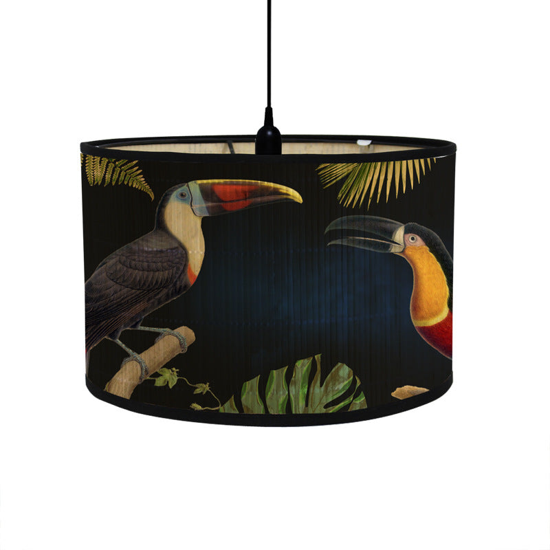 Tropischer Lampenschirm mit Tiermotiven im Vintage-Stil – rund & dekorativ