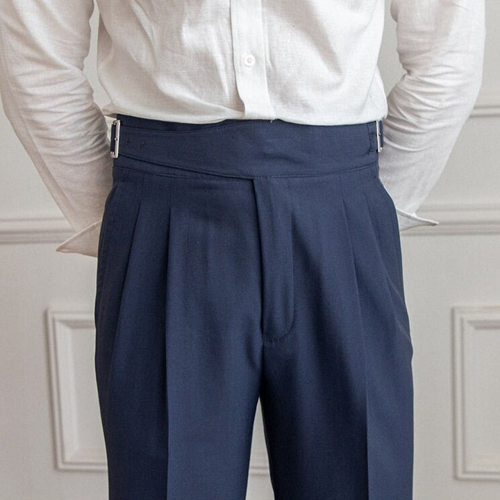 Herren Bundfaltenhose Mit Schnallenverschluss Und Klassischem Schnitt