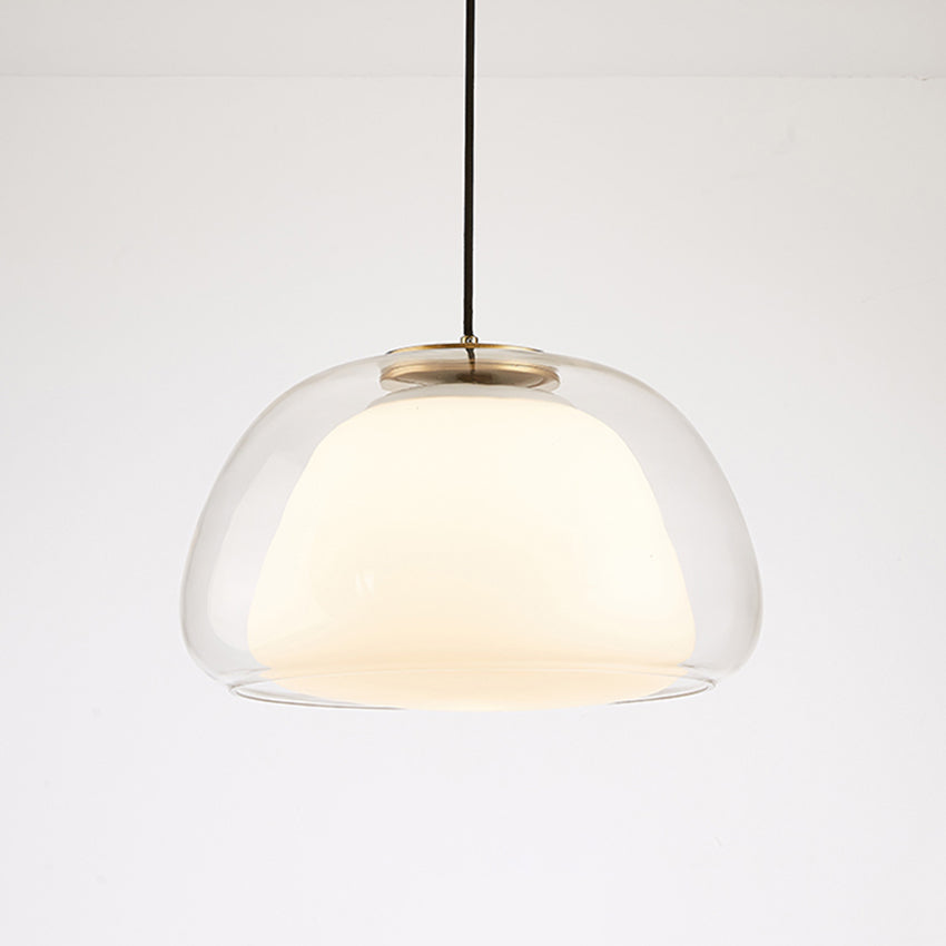 Glas Pendelleuchte mit weißem Schirm und Diffusor