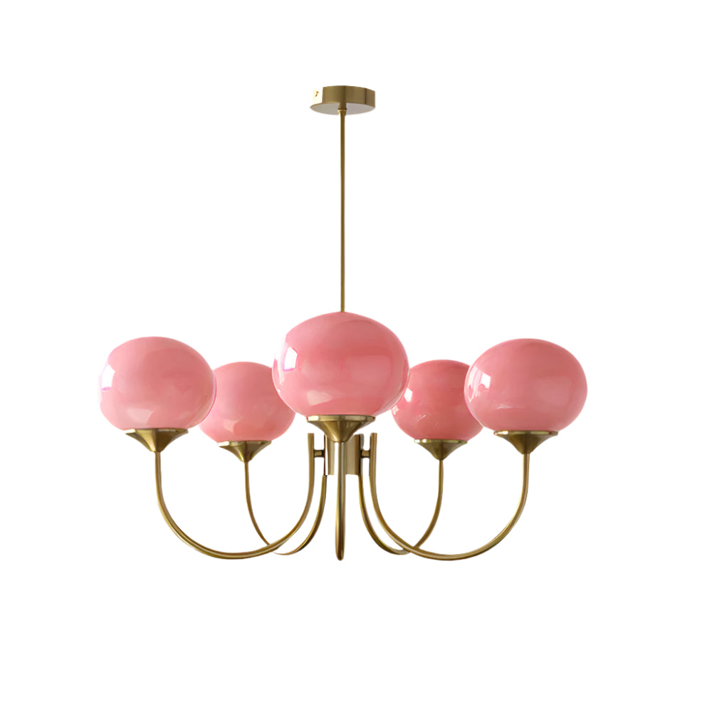 Moderne Deckenleuchte mit Rosa Glas & Gold – Stilvolle LED Lampe fürs Wohnzimmer