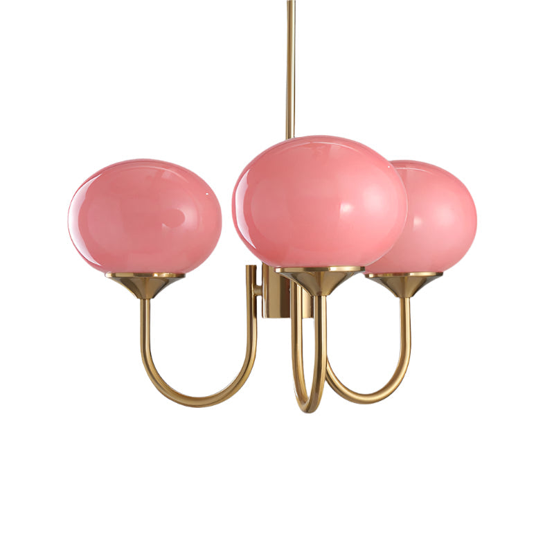 Moderne Deckenleuchte mit Rosa Glas & Gold – Stilvolle LED Lampe fürs Wohnzimmer
