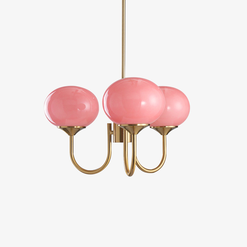 Moderne Deckenleuchte mit Rosa Glas & Gold – Stilvolle LED Lampe fürs Wohnzimmer
