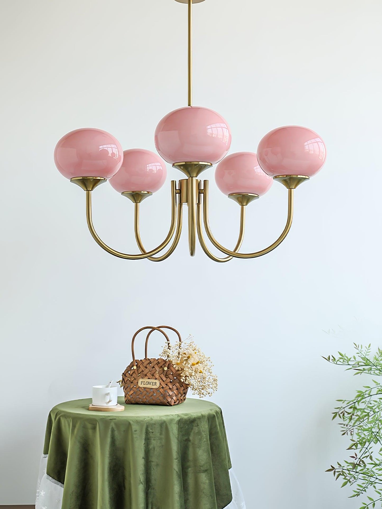 Moderne Deckenleuchte mit Rosa Glas & Gold – Stilvolle LED Lampe fürs Wohnzimmer