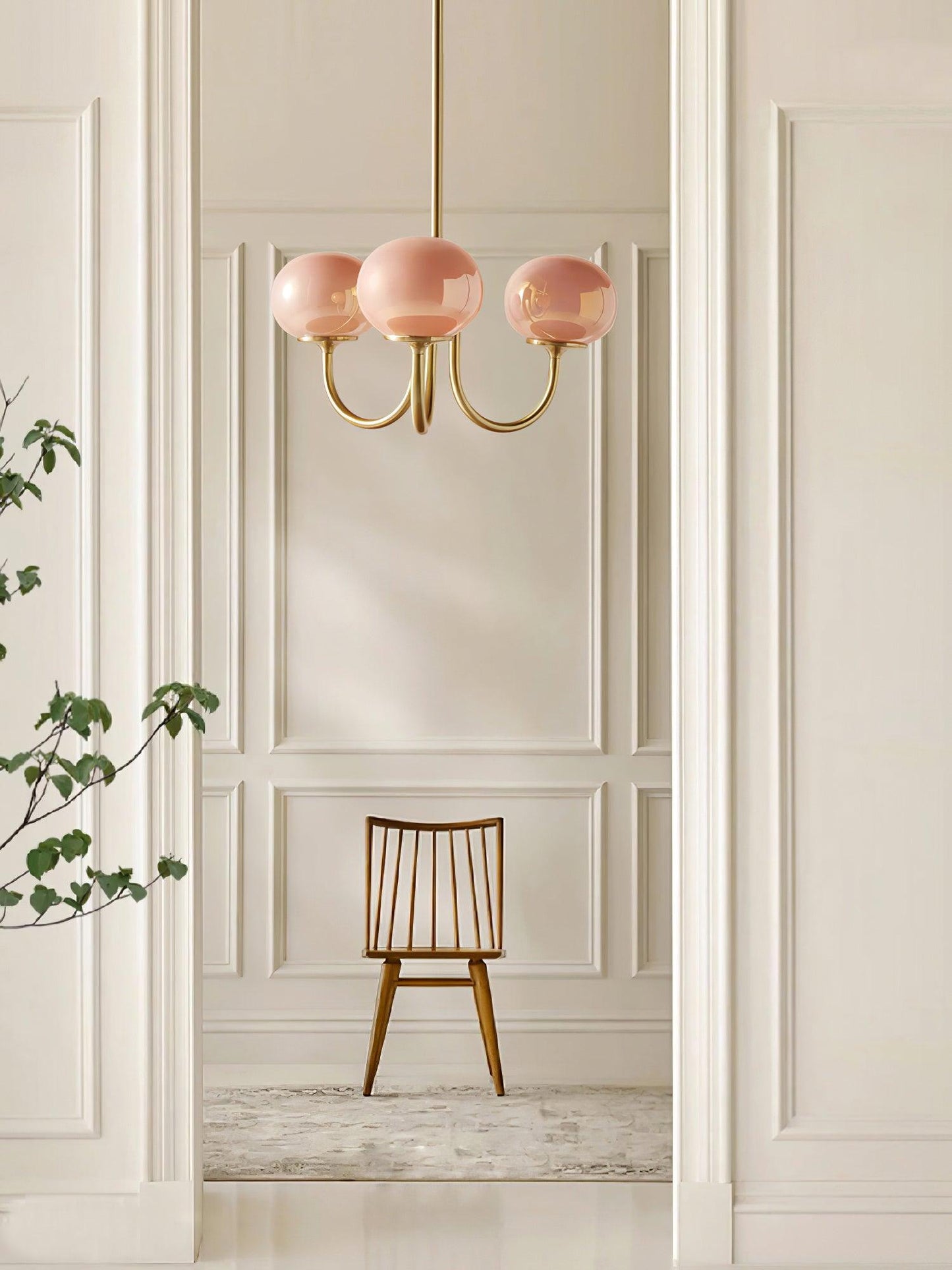 Moderne Deckenleuchte mit Rosa Glas & Gold – Stilvolle LED Lampe fürs Wohnzimmer