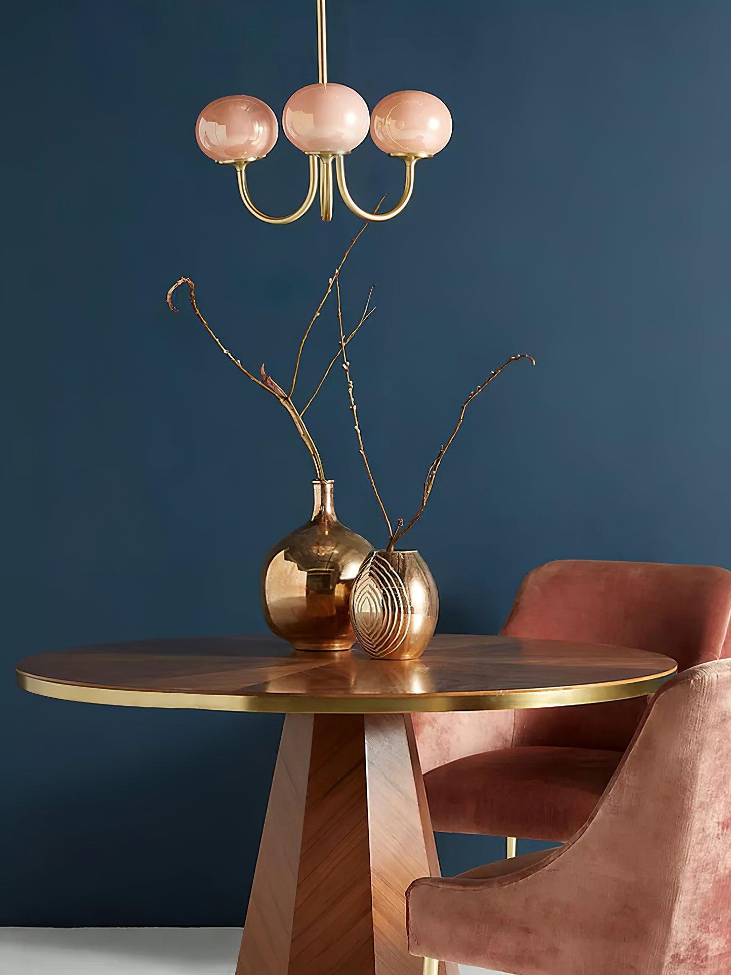 Moderne Deckenleuchte mit Rosa Glas & Gold – Stilvolle LED Lampe fürs Wohnzimmer