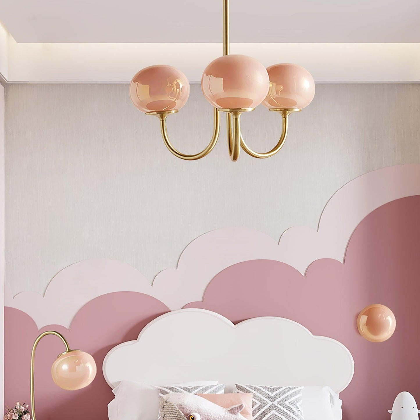 Moderne Deckenleuchte mit Rosa Glas & Gold – Stilvolle LED Lampe fürs Wohnzimmer