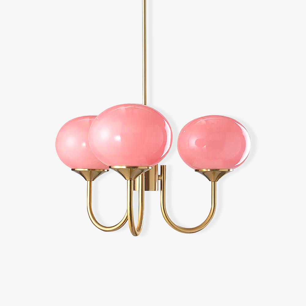 Moderne Deckenleuchte mit Rosa Glas & Gold – Stilvolle LED Lampe fürs Wohnzimmer