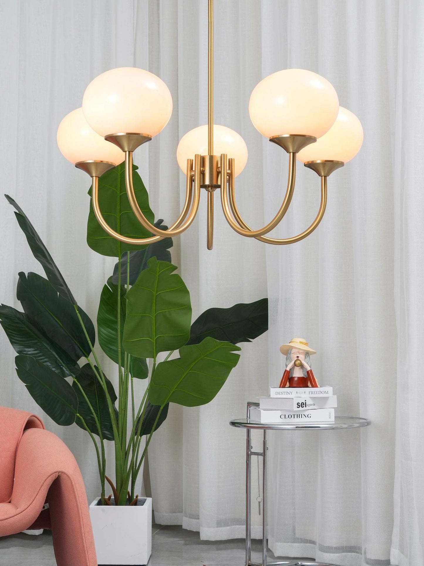 Moderne Deckenleuchte mit Rosa Glas & Gold – Stilvolle LED Lampe fürs Wohnzimmer