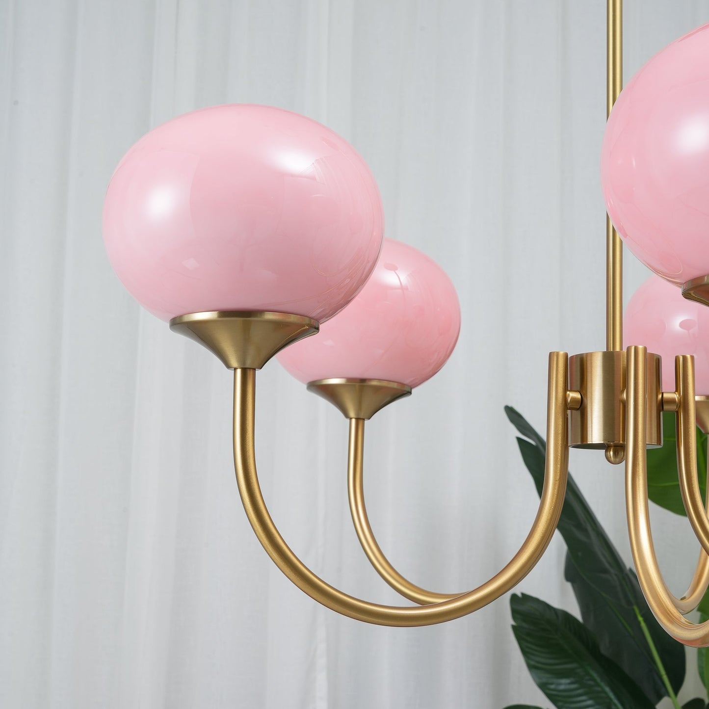 Moderne Deckenleuchte mit Rosa Glas & Gold – Stilvolle LED Lampe fürs Wohnzimmer