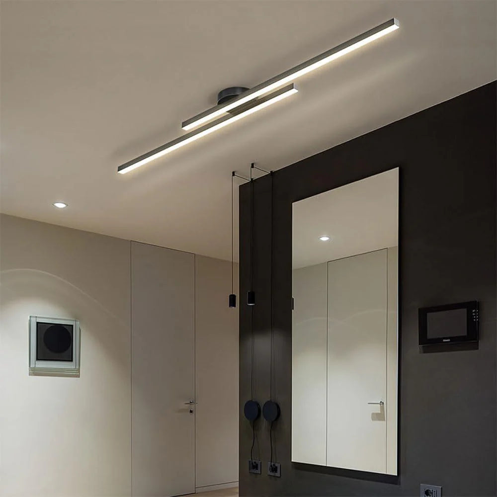 Längliche LED Deckenleuchte Aluminium – dimmbar & modern