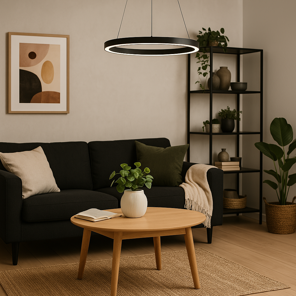 Moderne LED-Hängelampe im Kreisdesign – dimmbar & stilvoll für Wohnräume