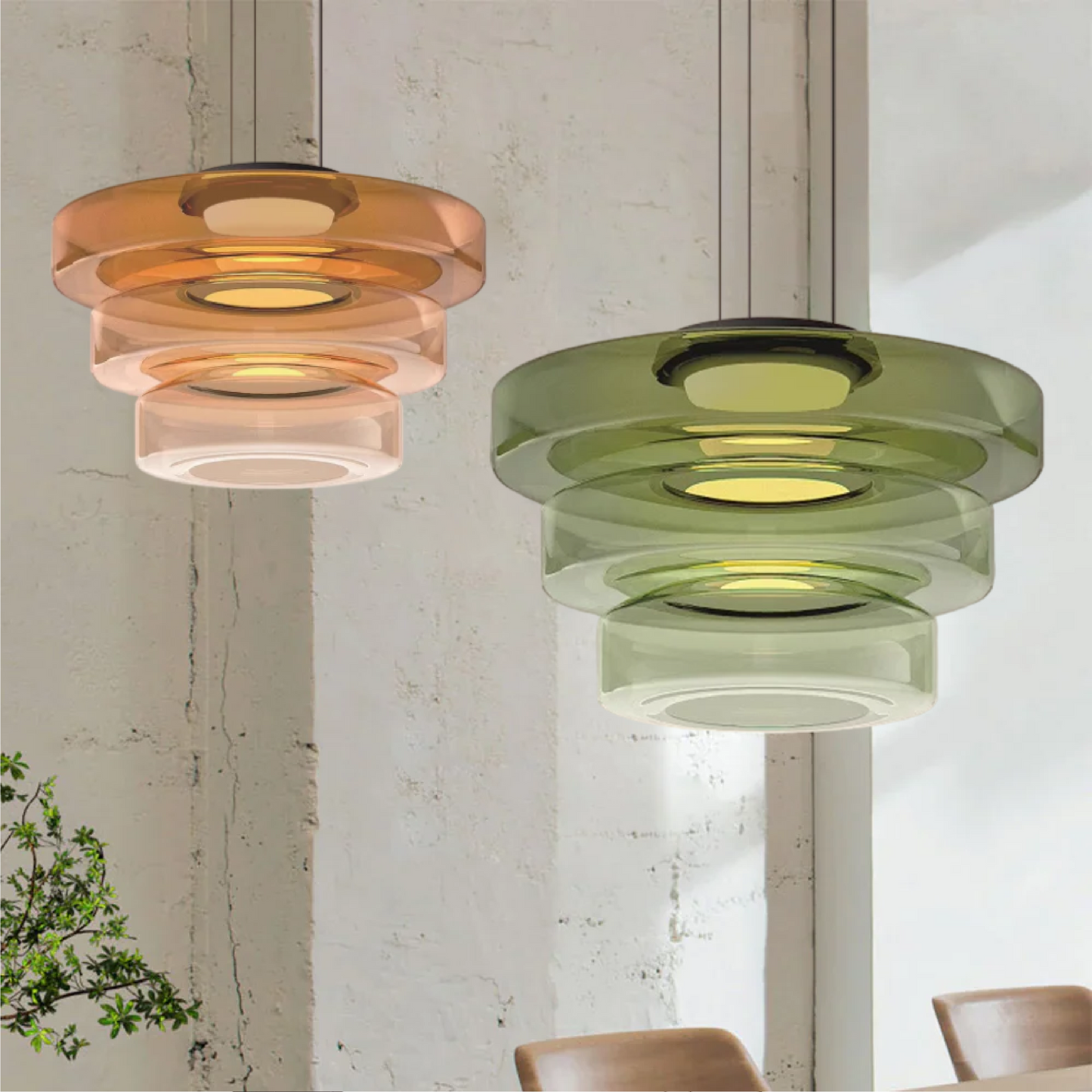 Bauhaus-inspirierte Glas Pendelleuchte mit LED und Höhenverstellung