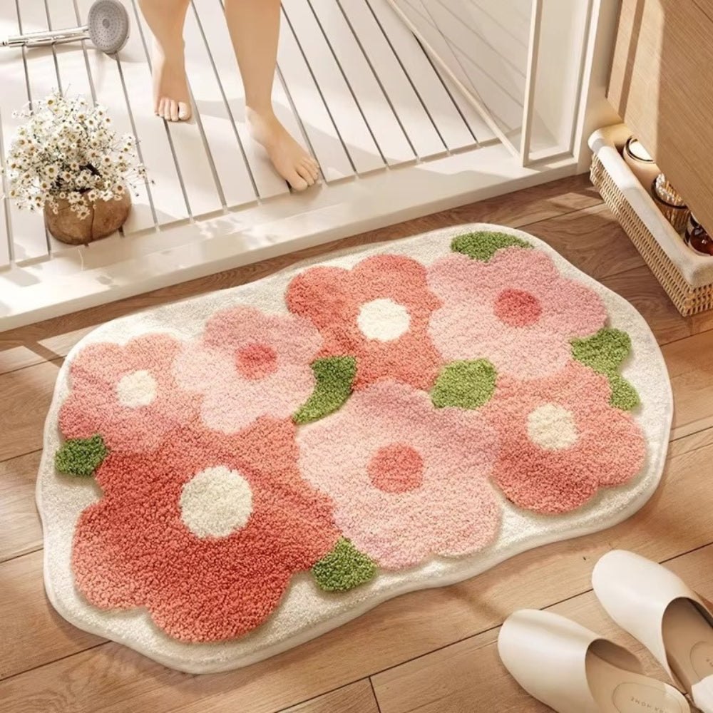 Badezimmermatte Naturmotiv – Rutschfeste Mikrofaser Matte mit Bergdesign
