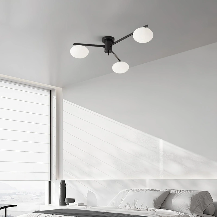 Moderne Deckenleuchte aus Metall und Glas im minimalistischen Design