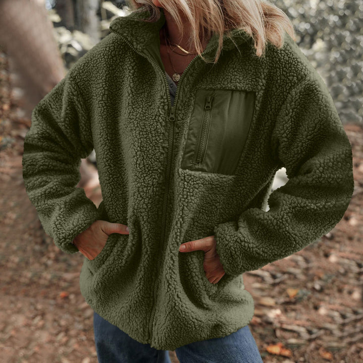 Damen Fleecejacke Mit Hohem Kragen Und Reißverschlusstasche