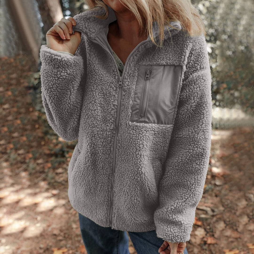 Damen Fleecejacke Mit Hohem Kragen Und Reißverschlusstasche