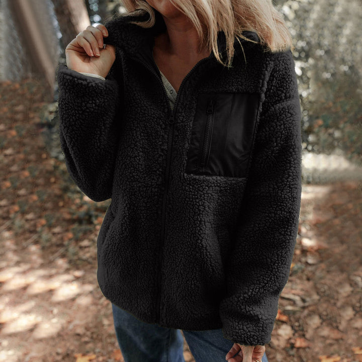 Damen Fleecejacke Mit Hohem Kragen Und Reißverschlusstasche