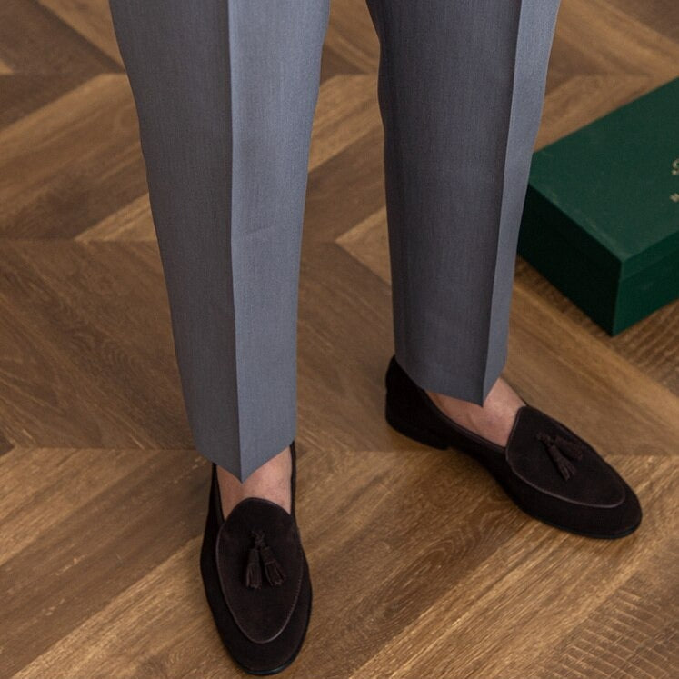Herren Bundfaltenhose Mit Schnallenverschluss Und Klassischem Schnitt