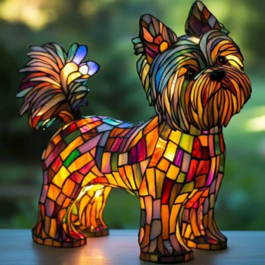 Glas Hundelampe in bunten Farben