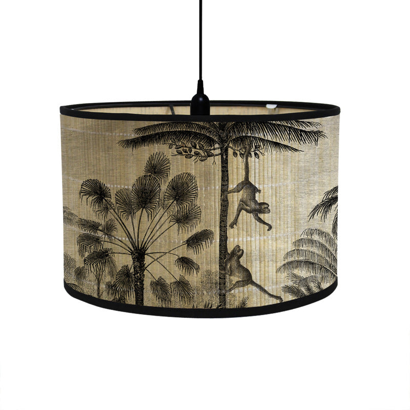 Tropischer Lampenschirm mit Tiermotiven im Vintage-Stil – rund & dekorativ