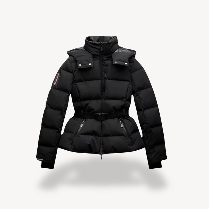 Damen Steppjacke Mit Gürtel Und Hohem Kragen
