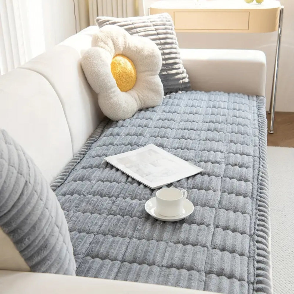 Sofahusse mit Faltenkante – Flanell Überwurf für stilvollen Schutz