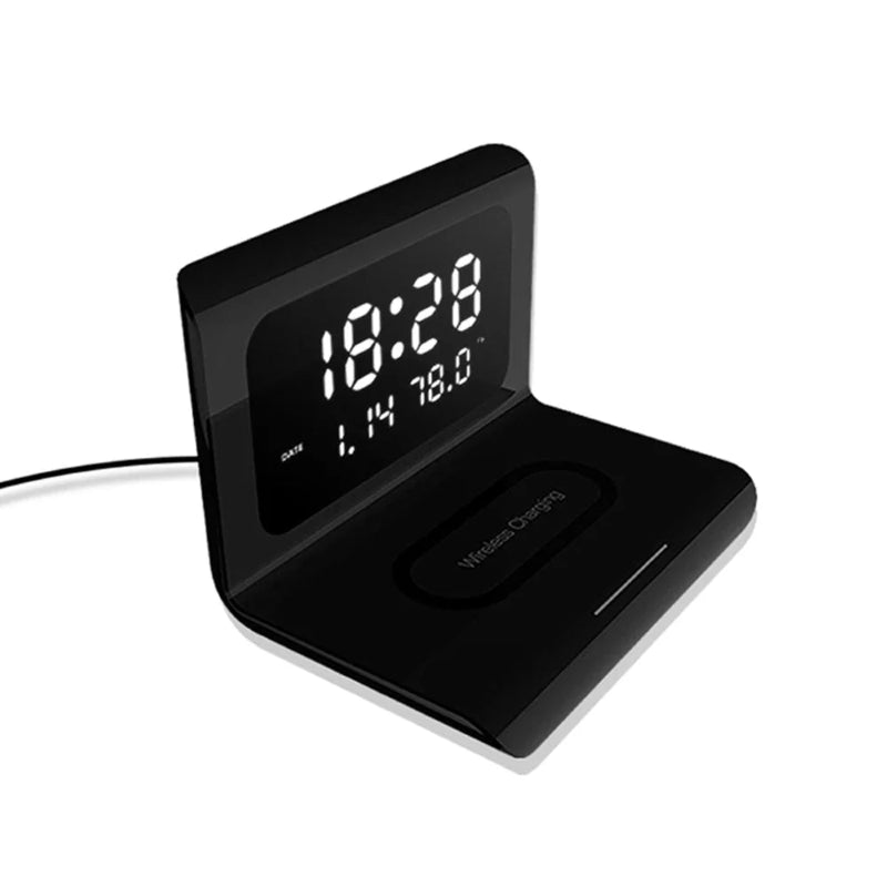 Kabellose Ladestation mit Uhr & Wecker – Kompakt & Schnellladefähig