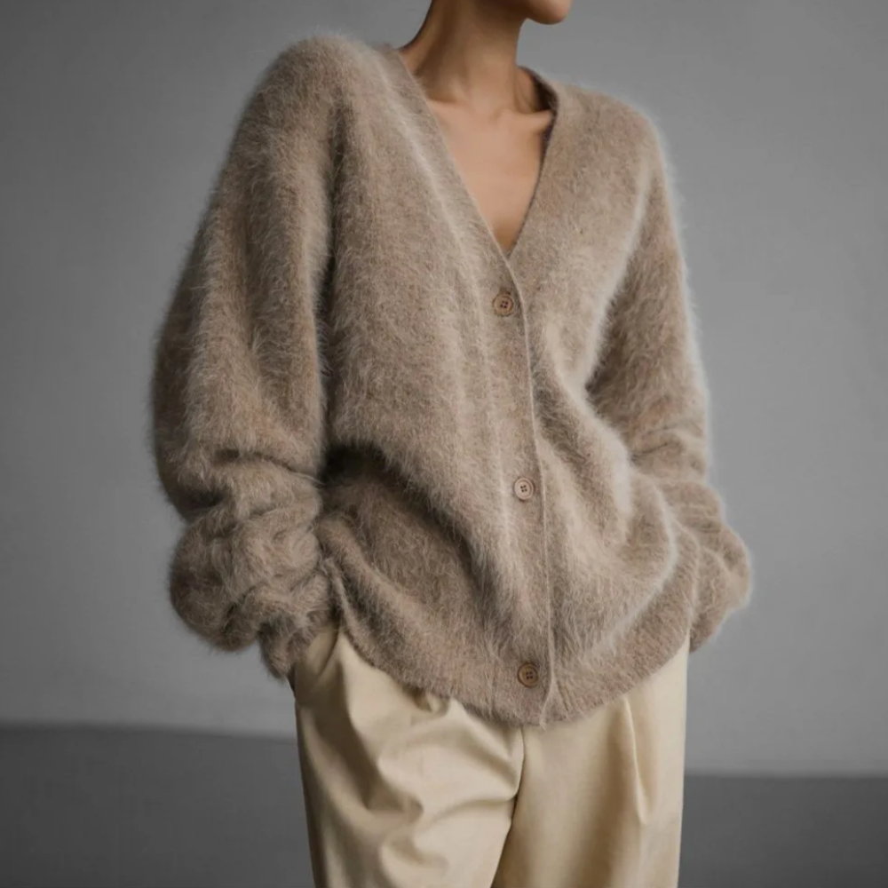 Damen Cardigan Mit V-Ausschnitt Und Elegantem Design